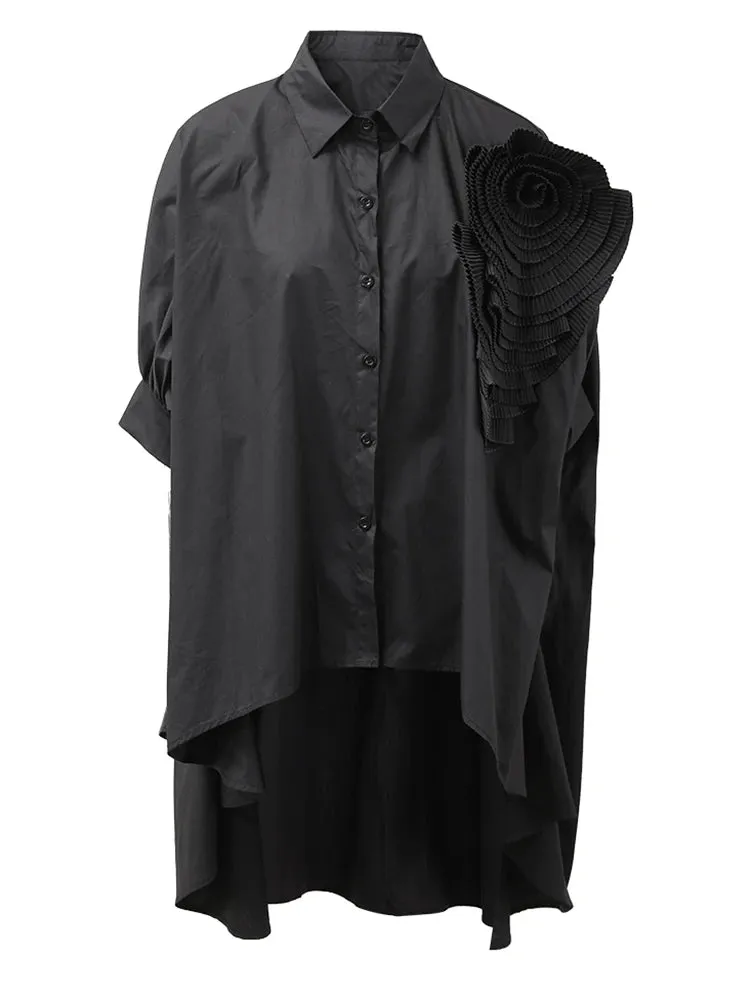 HEYFANCYSTYLE Oversized Elegant 3D Floral Blouse