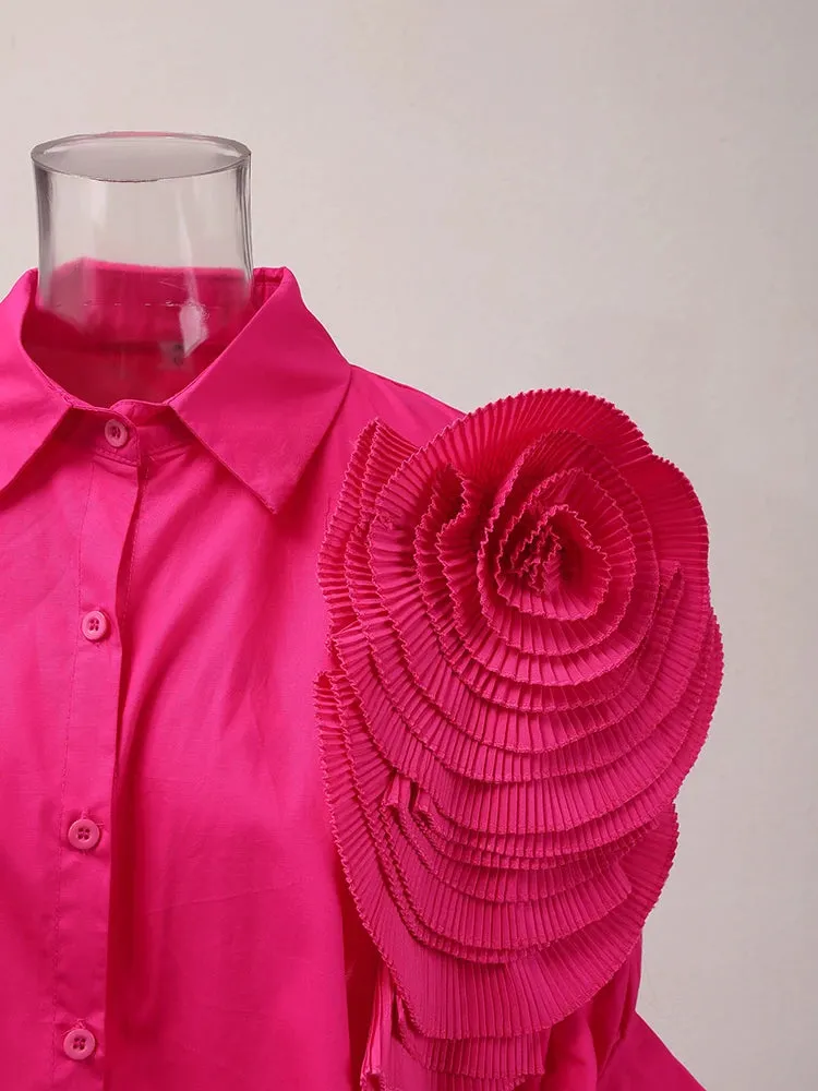 HEYFANCYSTYLE Oversized Elegant 3D Floral Blouse