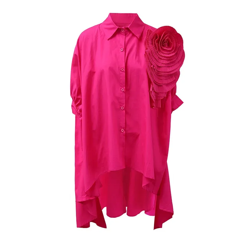 HEYFANCYSTYLE Oversized Elegant 3D Floral Blouse