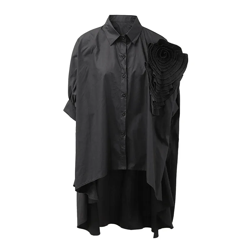 HEYFANCYSTYLE Oversized Elegant 3D Floral Blouse