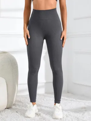 High Waisted Seamless Yoga Leggings, Ribbed Sports Tights, Women’s Fitness & Casual Wear