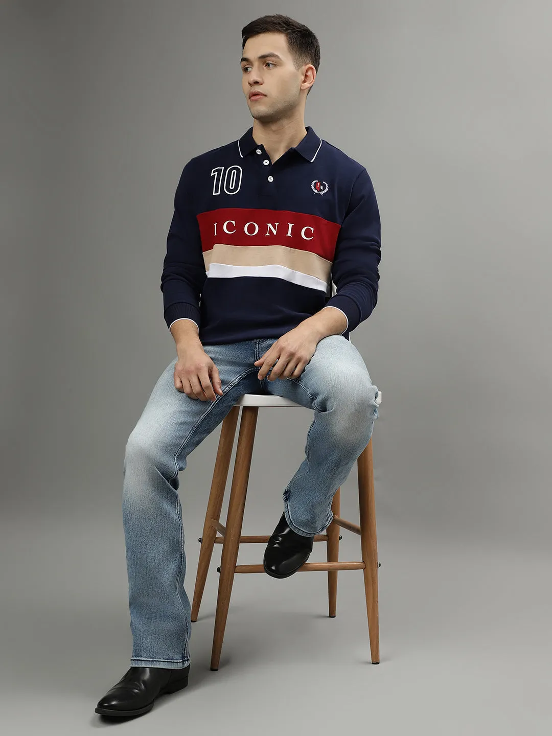 Iconic Multi Color Fashion Logo Regular Fit Polo T-Shirt