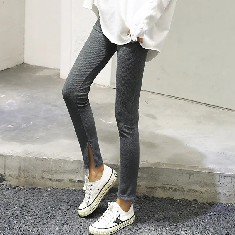 Inner Opening Thickened Rib Leggings