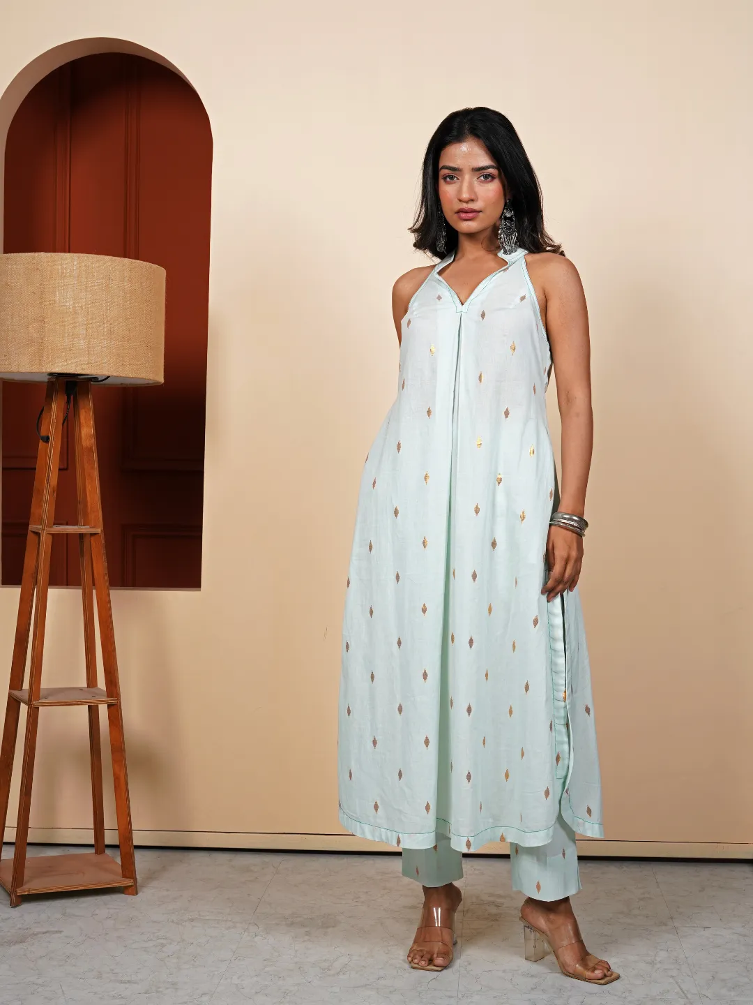 Irish Sky Blue Cotton Lurex 2-Piece Kurta Set