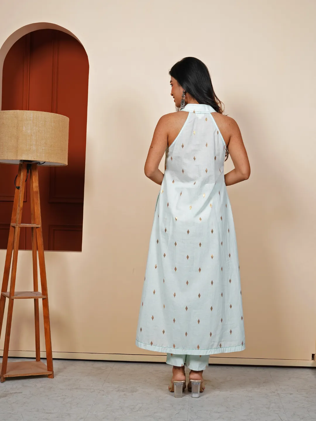 Irish Sky Blue Cotton Lurex 2-Piece Kurta Set
