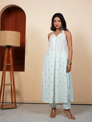 Irish Sky Blue Cotton Lurex 2-Piece Kurta Set