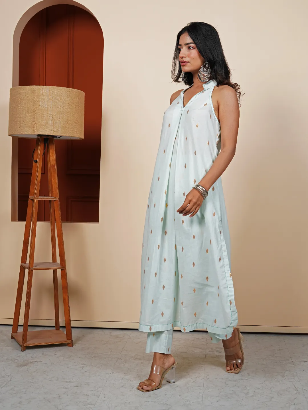 Irish Sky Blue Cotton Lurex 2-Piece Kurta Set