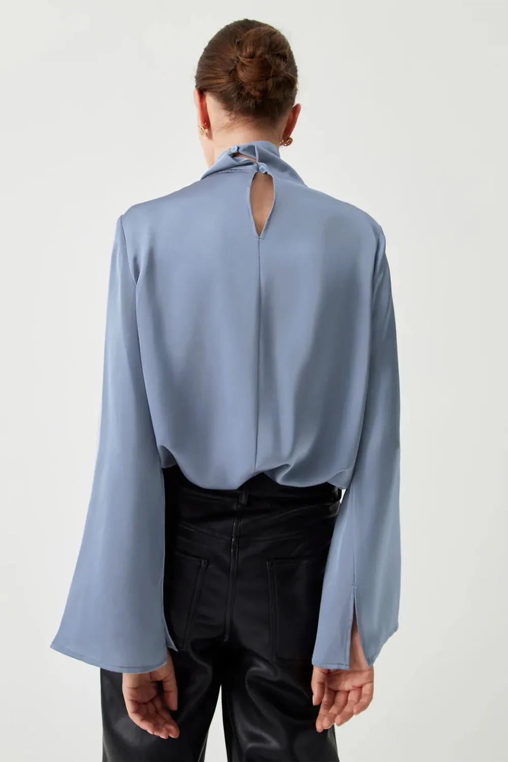 Ivana Asymmetric Satin Blouse