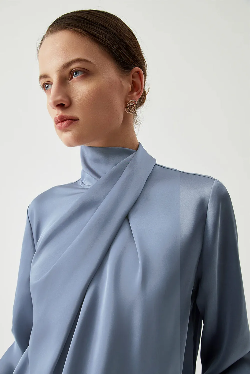 Ivana Asymmetric Satin Blouse
