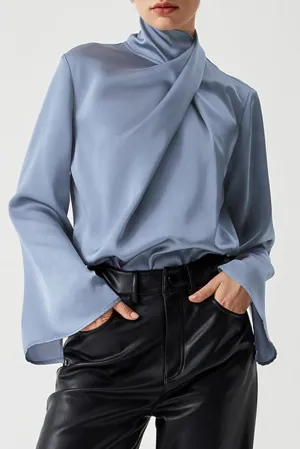 Ivana Asymmetric Satin Blouse
