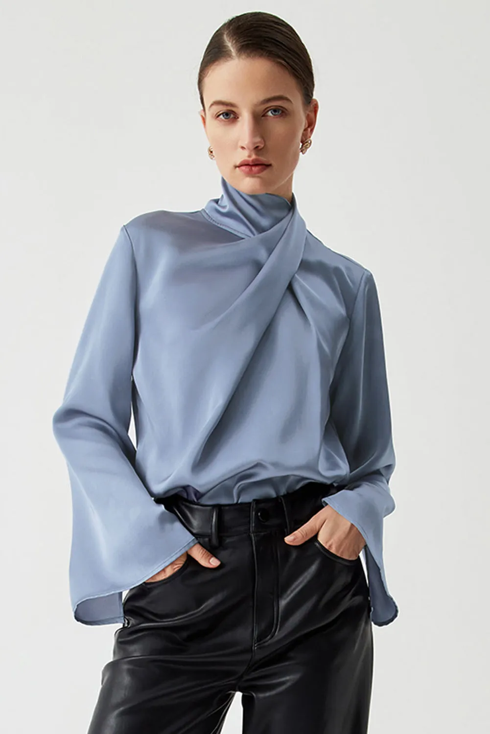 Ivana Asymmetric Satin Blouse