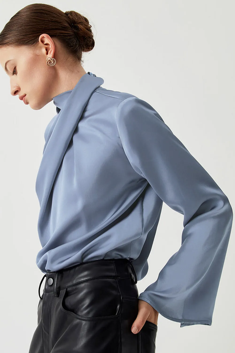 Ivana Asymmetric Satin Blouse