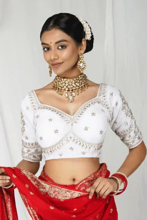 Ivory White Readymade Bridal Blouse with Sleeves