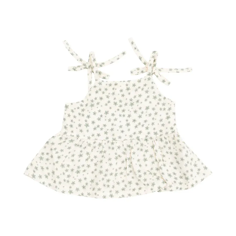 Jadeite Simple Floral Tank & Smocked Pant Set