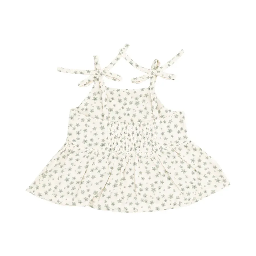 Jadeite Simple Floral Tank & Smocked Pant Set