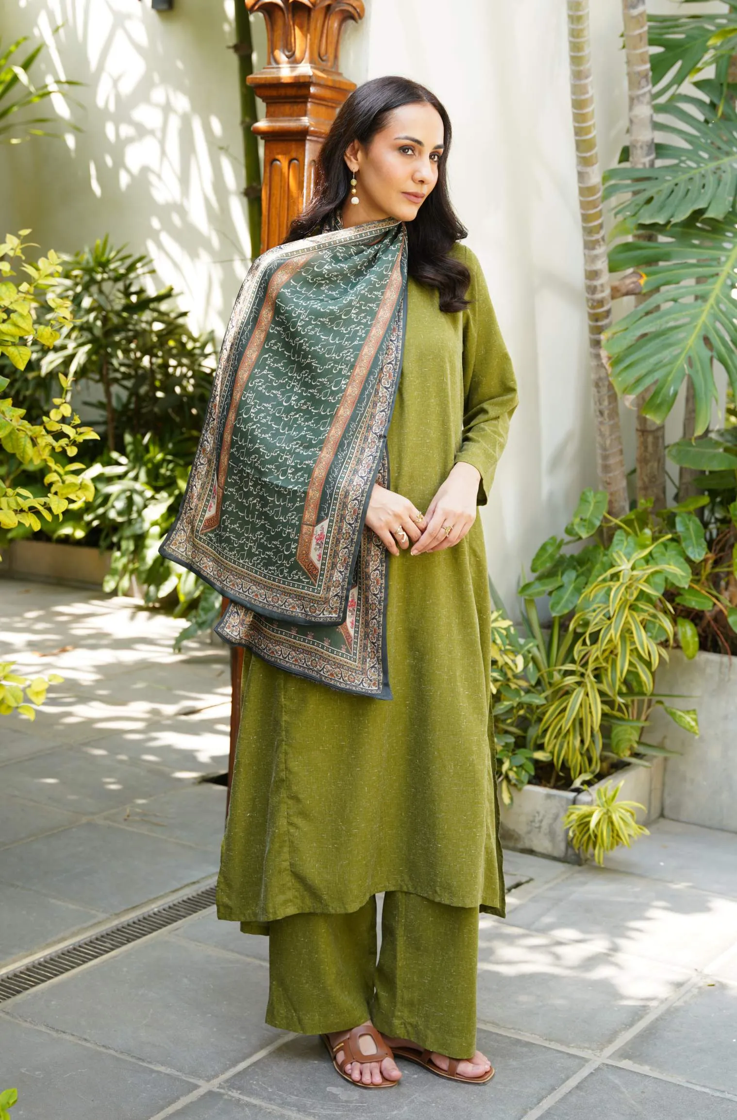 Kalidaar Co-Ord - Olive Green