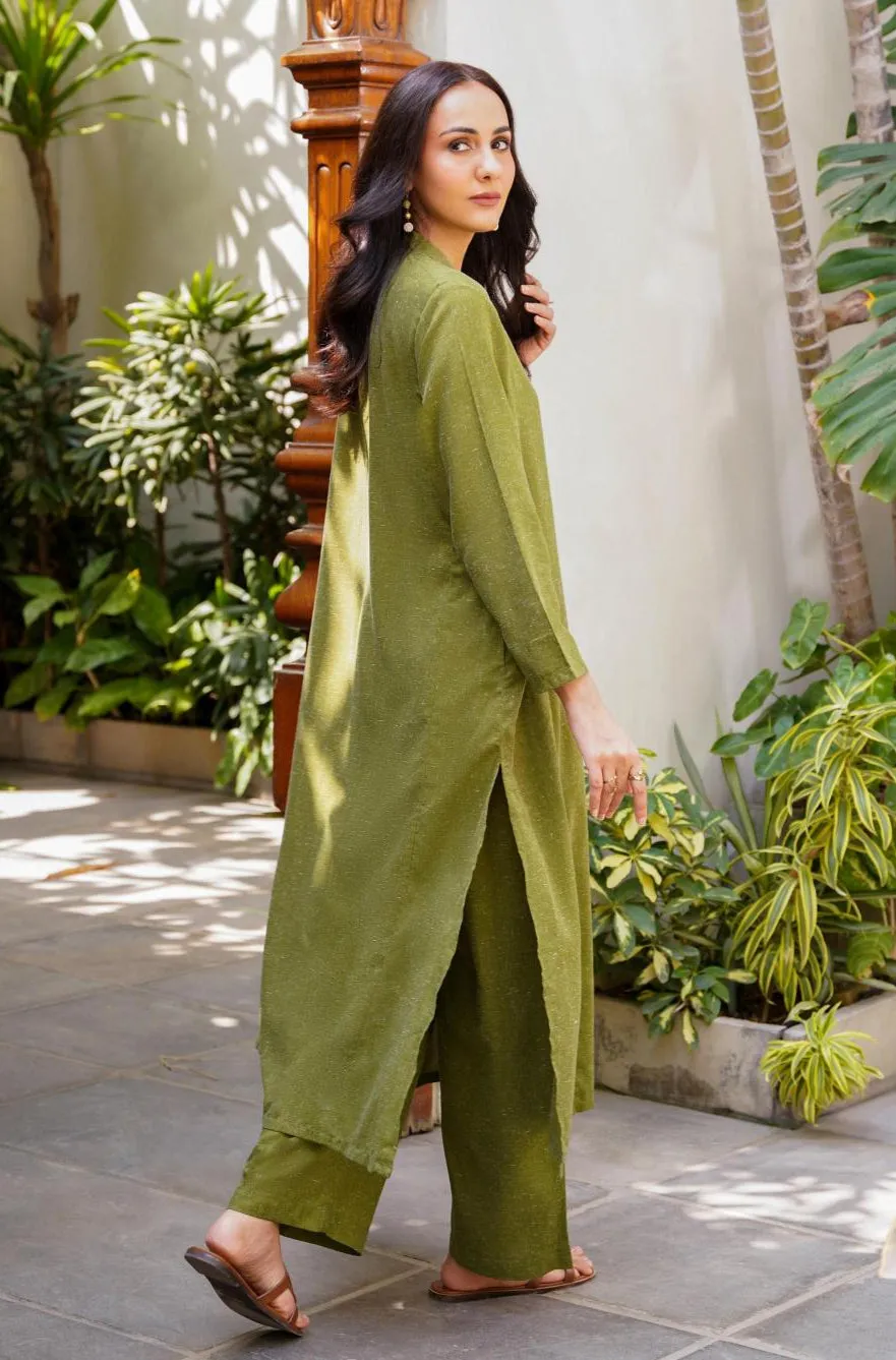 Kalidaar Co-Ord - Olive Green