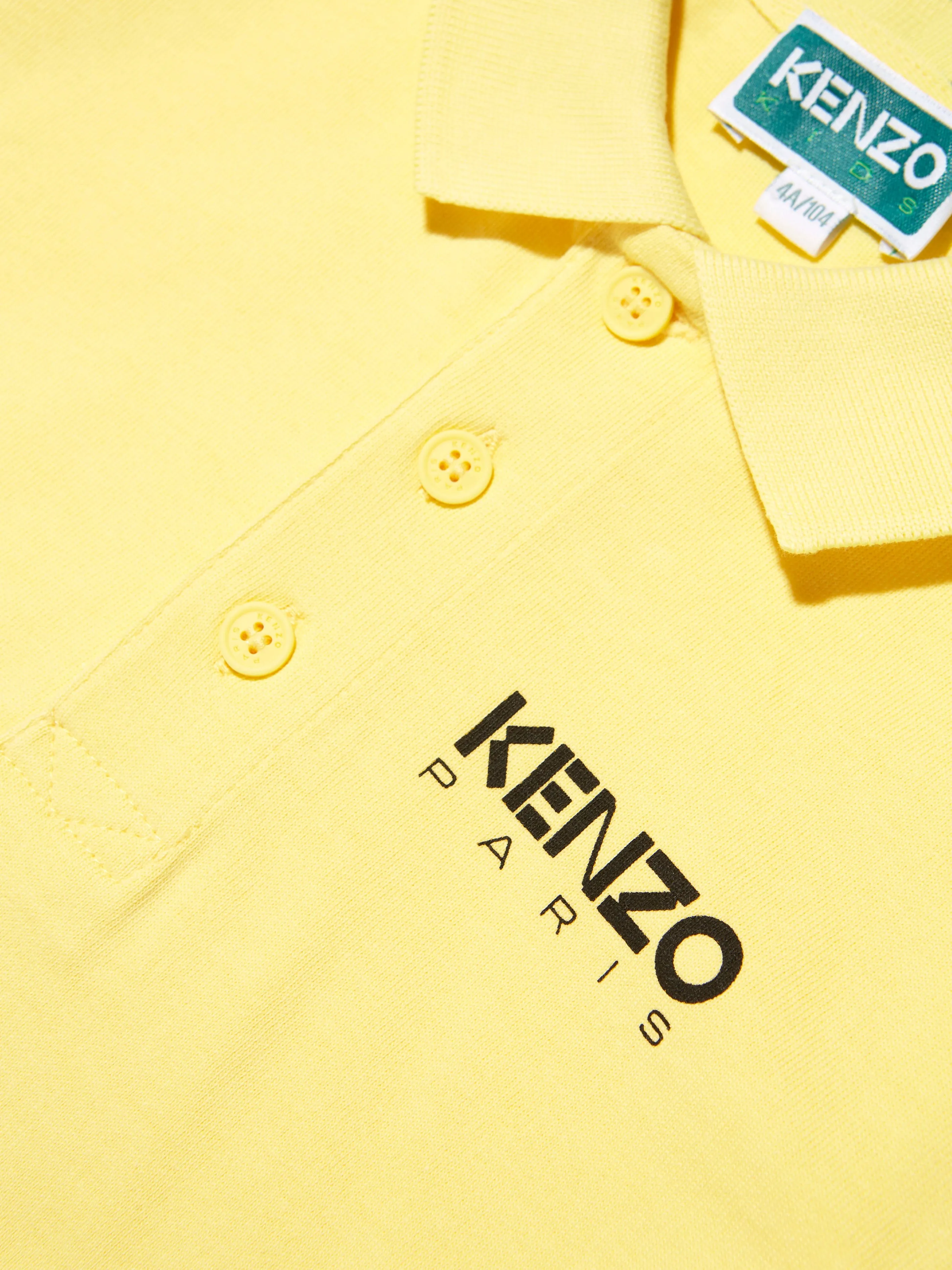 KENZO Boys Organic Cotton Logo Polo Shirt in Yellow