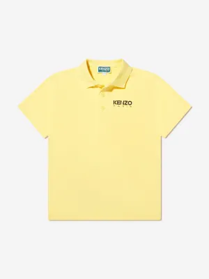 KENZO Boys Organic Cotton Logo Polo Shirt in Yellow