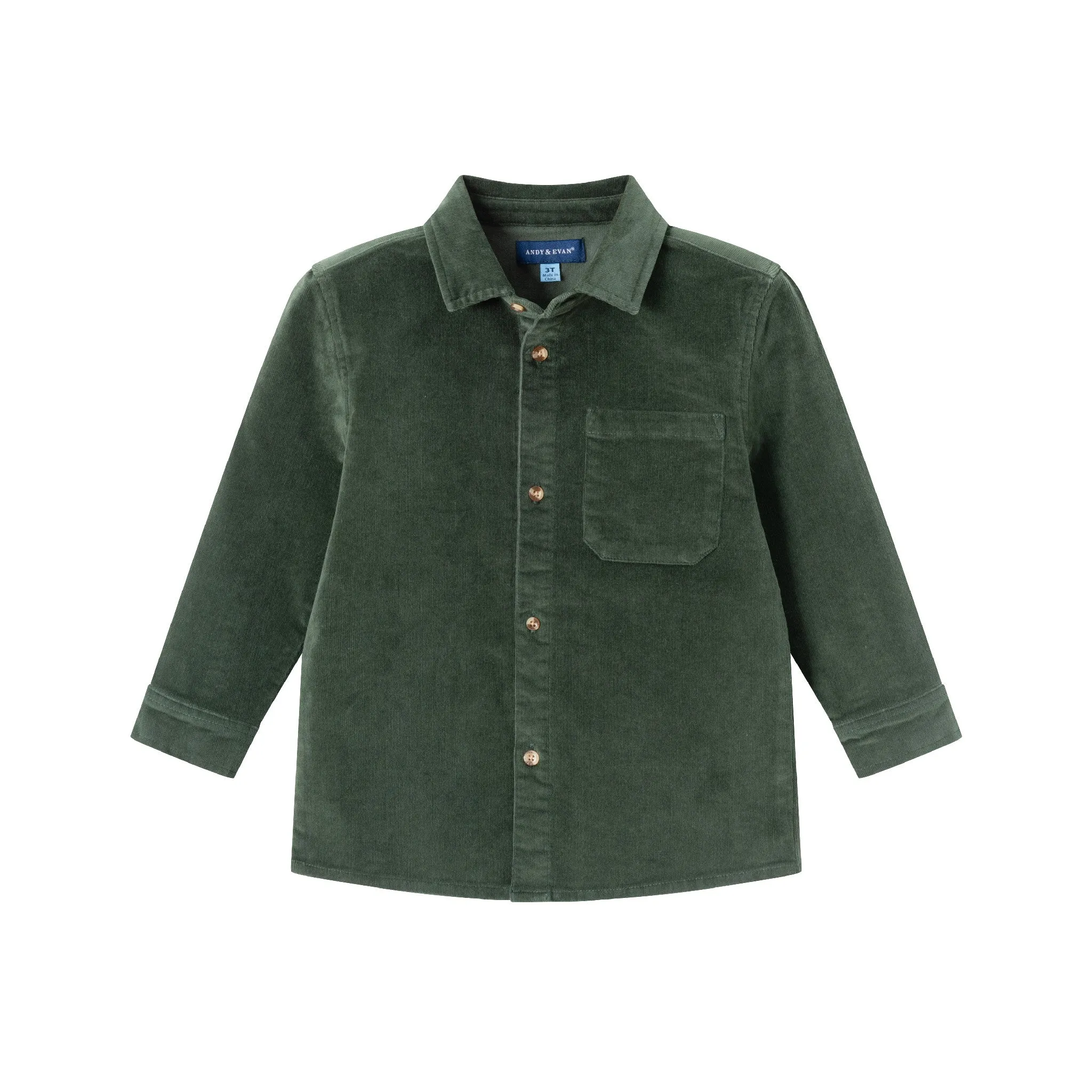 Kids Garment Washed Cord Buttondown | Green