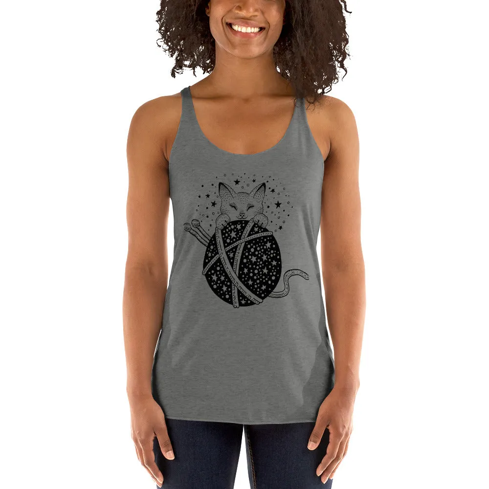 Knitting Magical Kitty Women's Racerback Tank, lioness-love