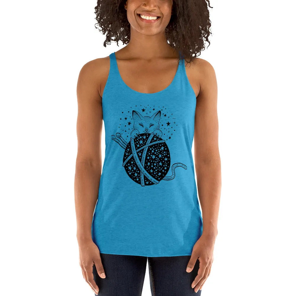 Knitting Magical Kitty Women's Racerback Tank, lioness-love