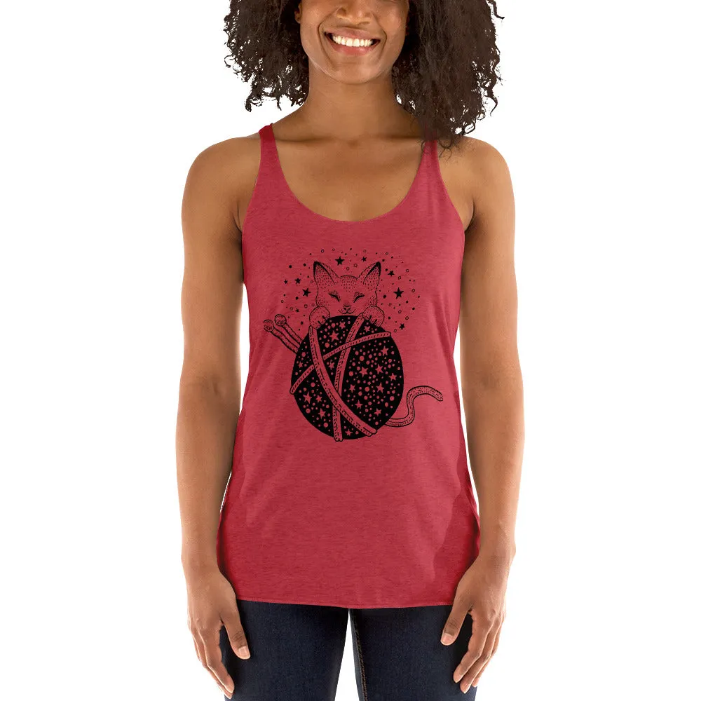 Knitting Magical Kitty Women's Racerback Tank, lioness-love