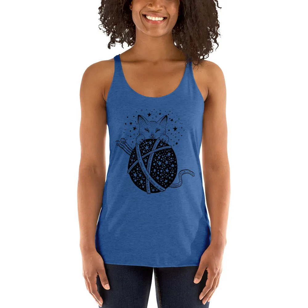 Knitting Magical Kitty Women's Racerback Tank, lioness-love