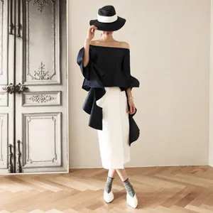 Korean Off Shoulder Blouse with Dripping Sleeve