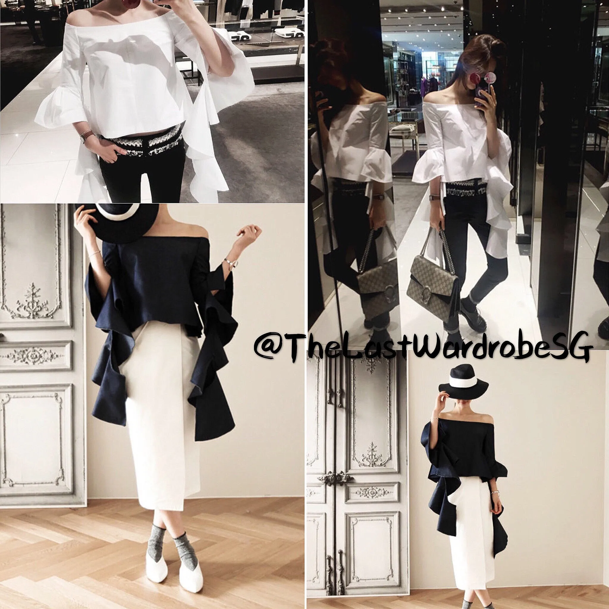 Korean Off Shoulder Blouse with Dripping Sleeve