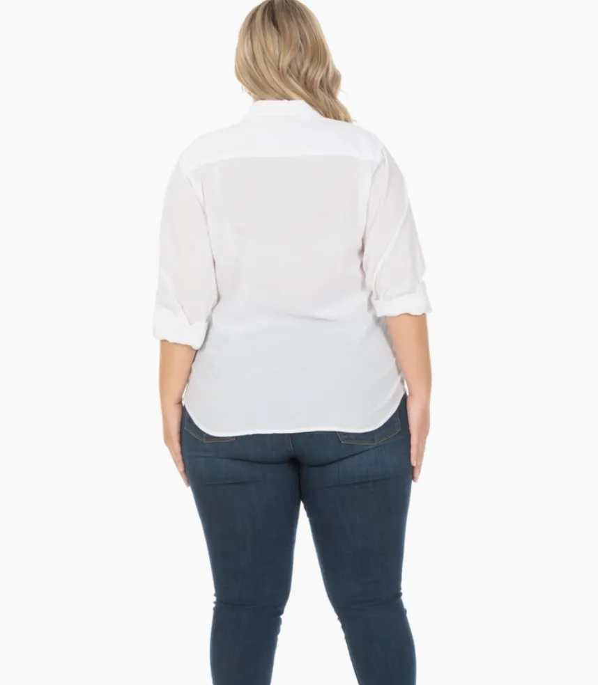 Lace Insert Pintuck Curvy Fit Top