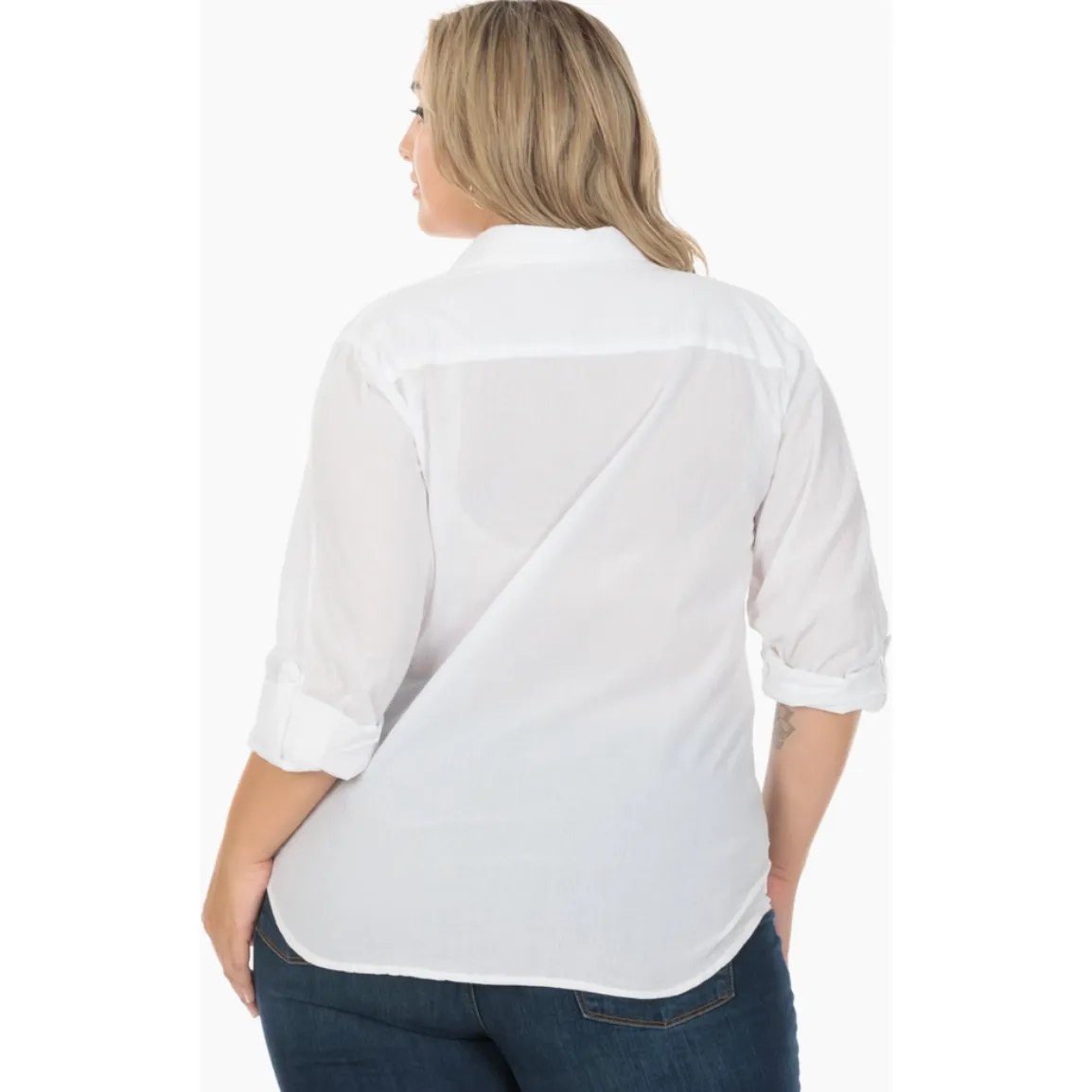 Lace Insert Pintuck Curvy Fit Top