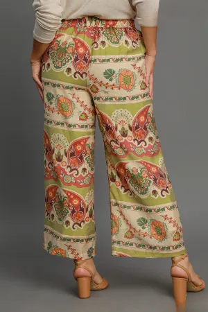 Lana Border Print Wide Leg Pants