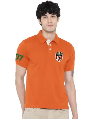 Lazychunks Printed Orange Polo Tshirt For Men