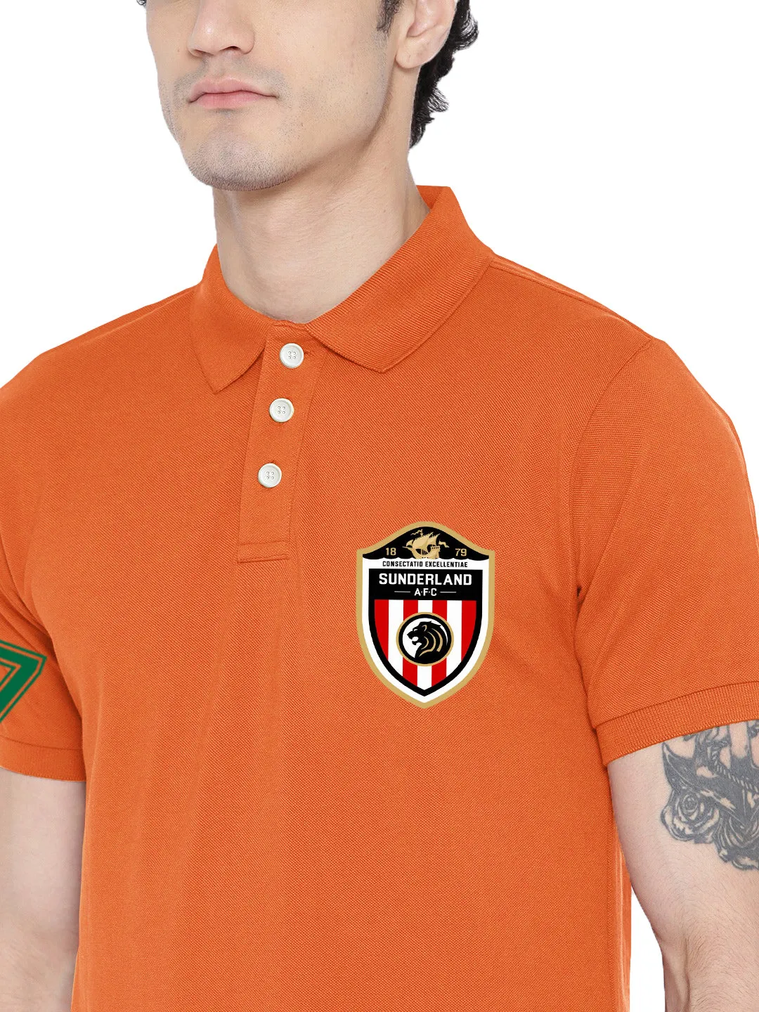 Lazychunks Printed Orange Polo Tshirt For Men