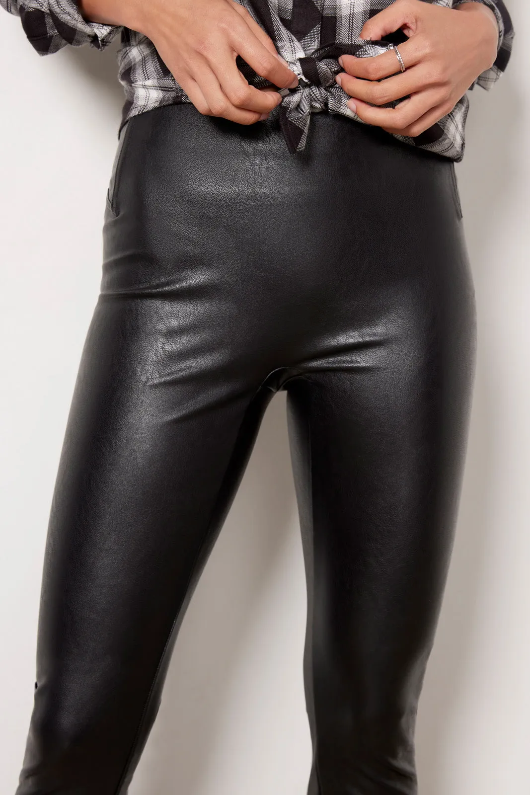 Leather Like Front Slit Legging