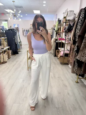 Linen Blend Wide Leg Pants