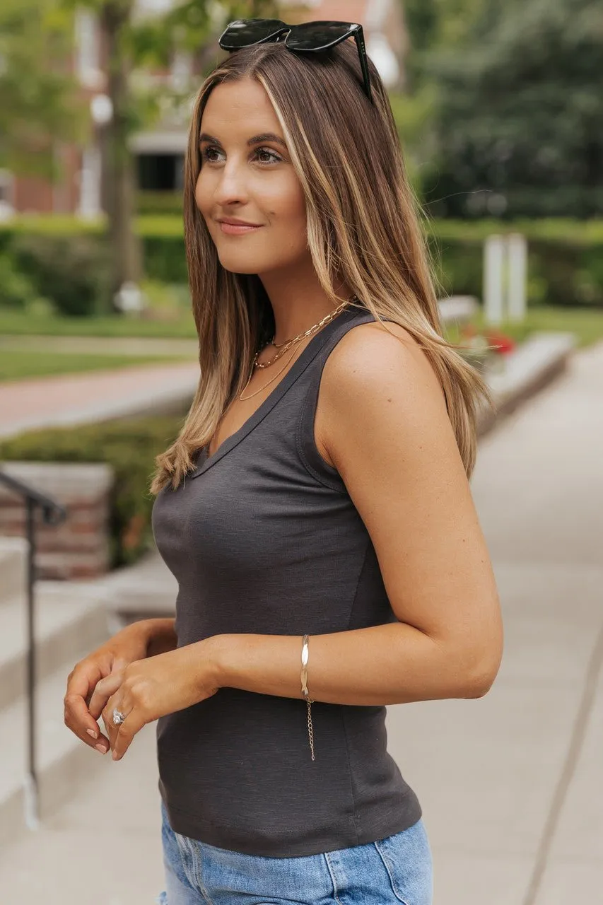 Lived In Charcoal Cotton Tank Top
