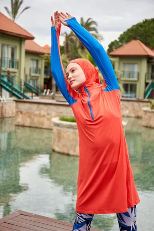 Lycra Orange Burkini Modest Swimwear M2472
