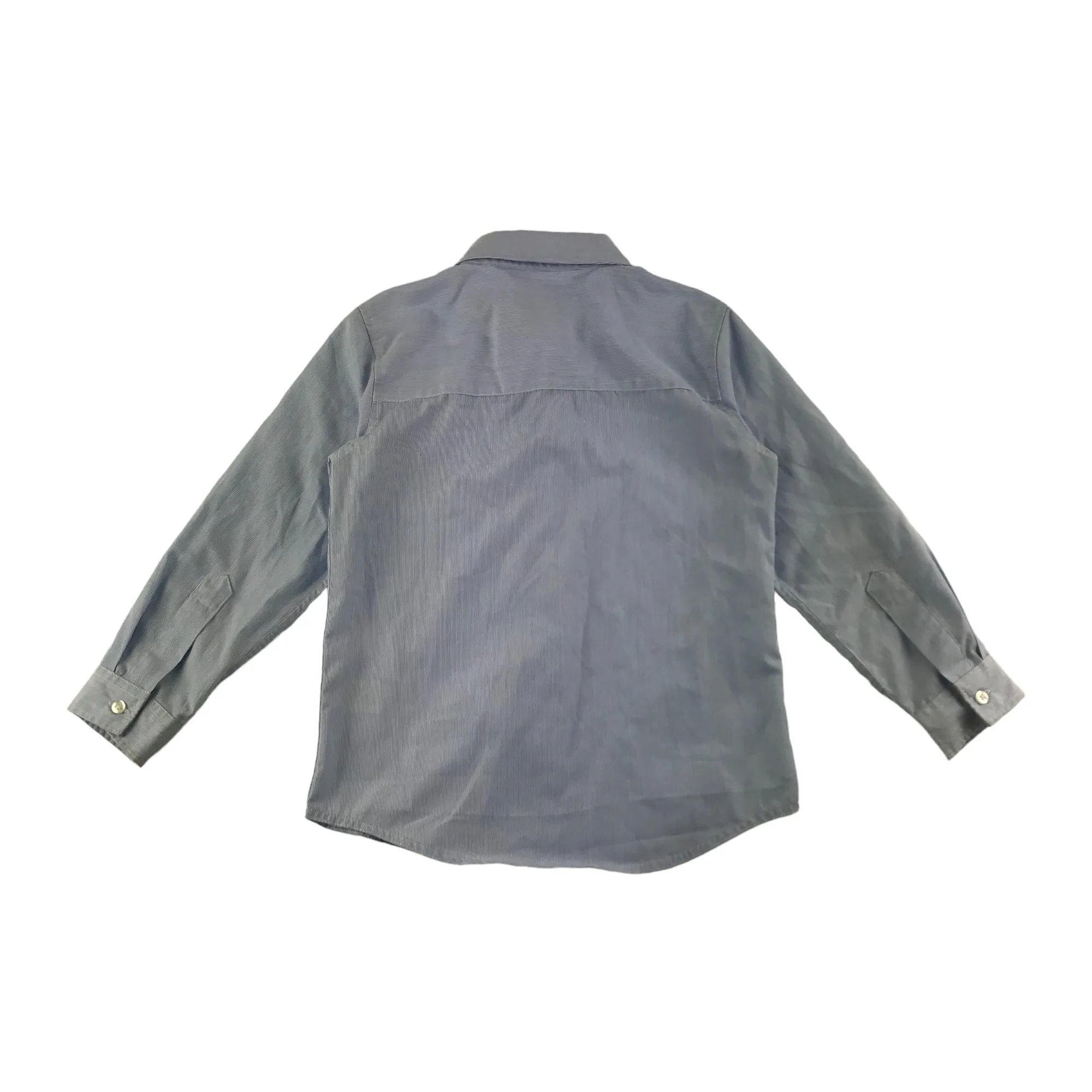 Matalan Shirt Age 7 Blue White Stripy Smart Long Sleeve Button Up