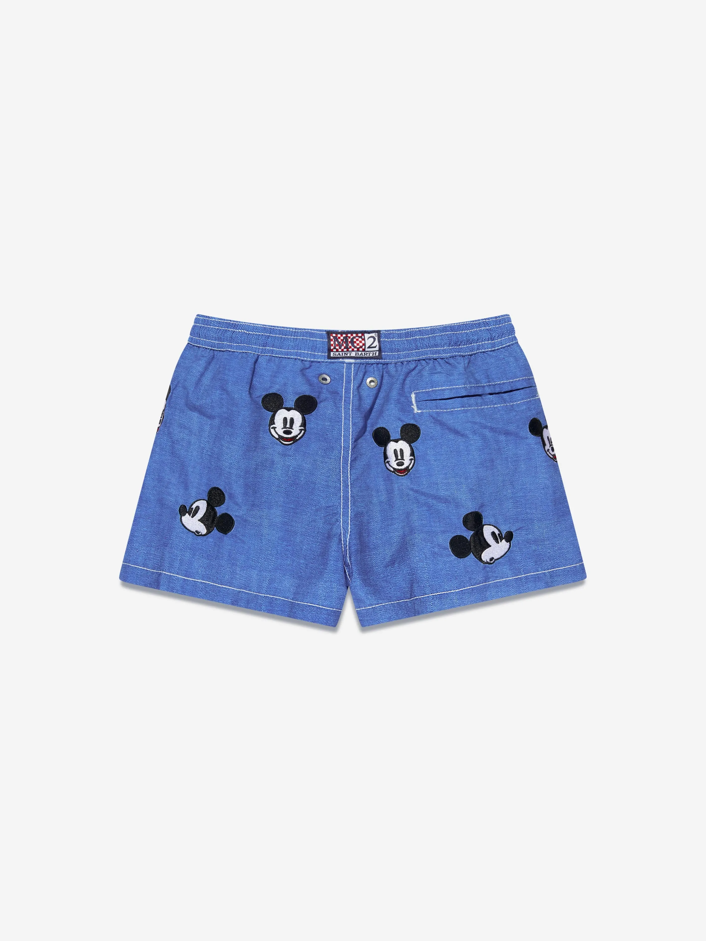 MC2 Saint Barth Boys Embroidered Mickey Swim Shorts in Blue