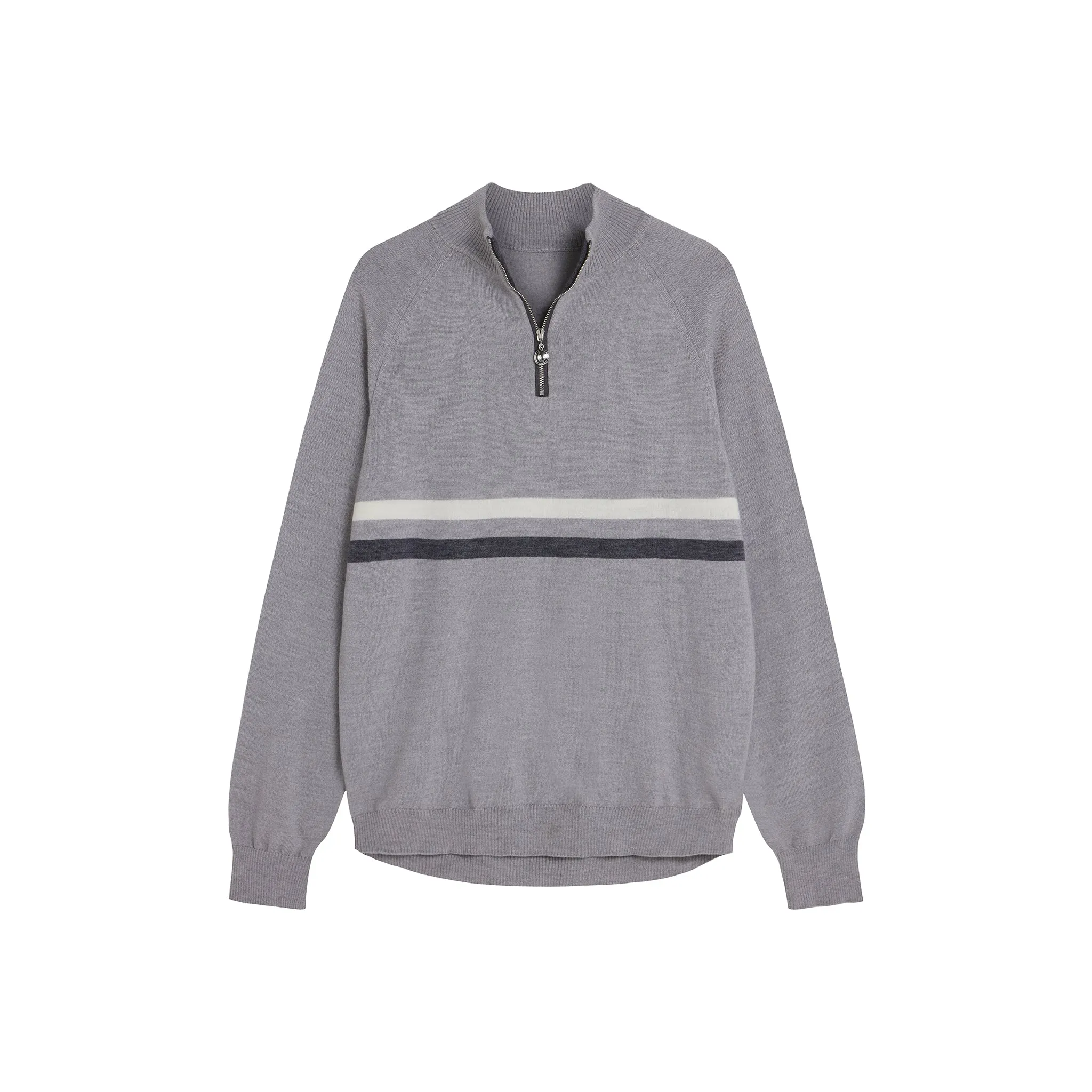 Mens Birdie 2 zip Jumper in Storm Grey & Cream