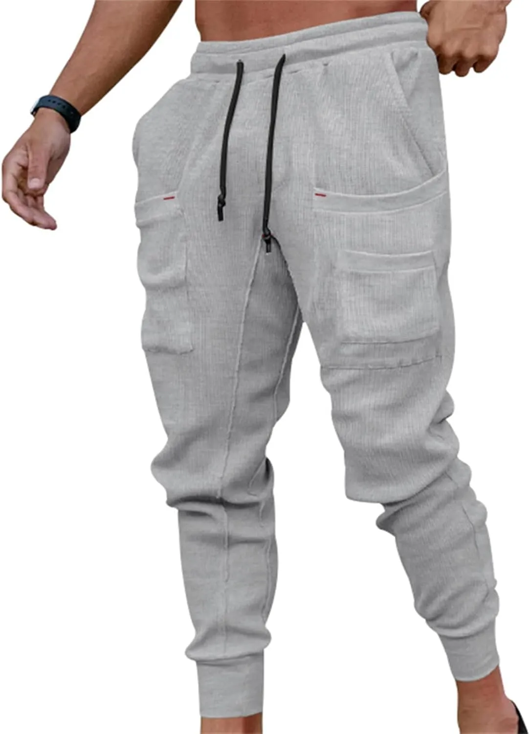 Men's Cargo Jogging Pants Breathable Slim Tapered Workout Sweatpants Drawstring with Pockets for Work Active