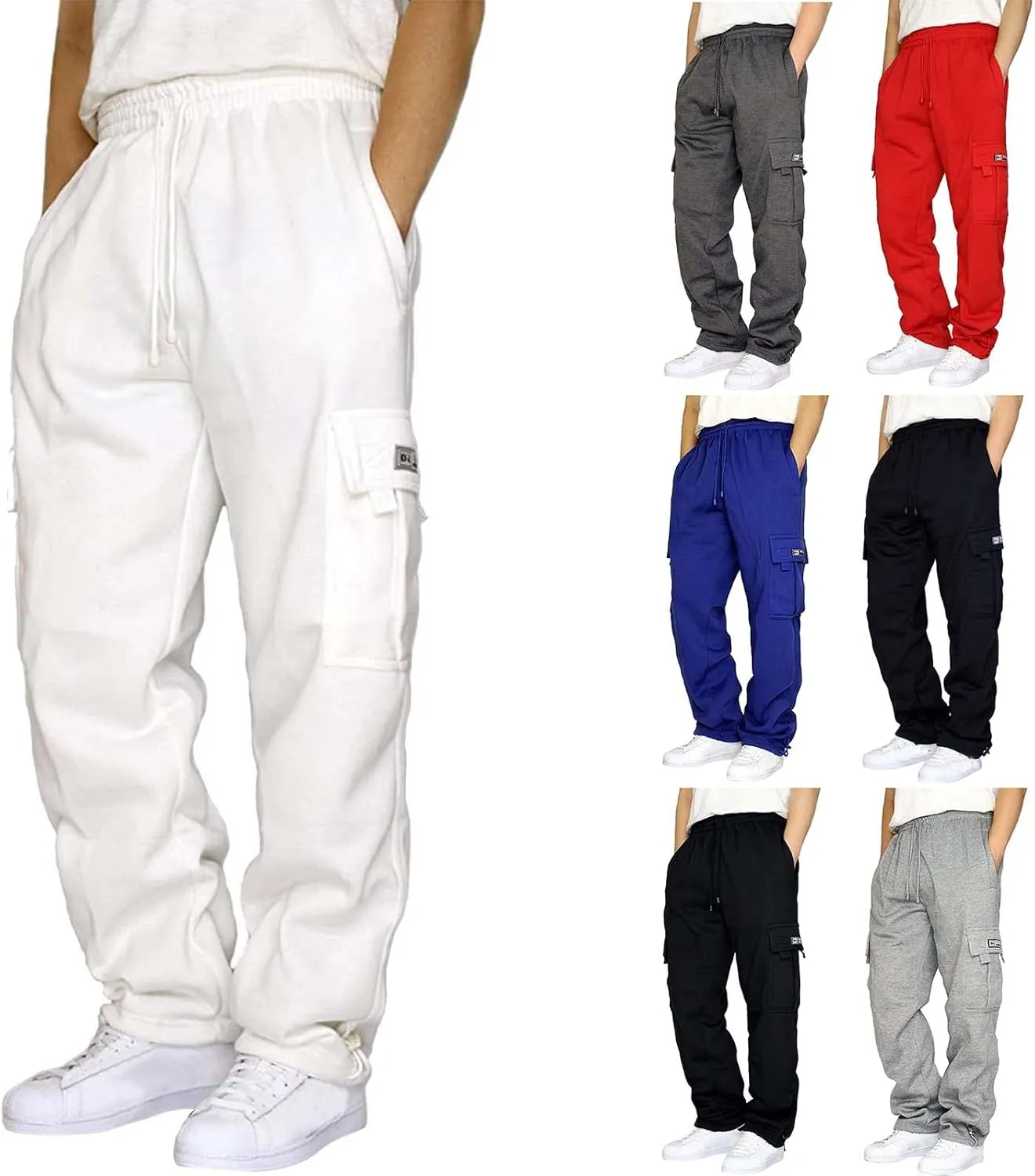 Men's Casual Sweatpants Cargo Pant Slim Fit Loose Tooling Tether Solid Color Sports Long Pant with Multiple Pockets