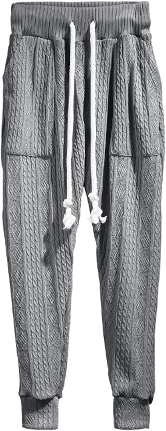 Men's Chino Harem Pants Fit Casual Pull-On Cotton Sweatpants Solid Colors Drawstring Waists for Outdoor Everyday