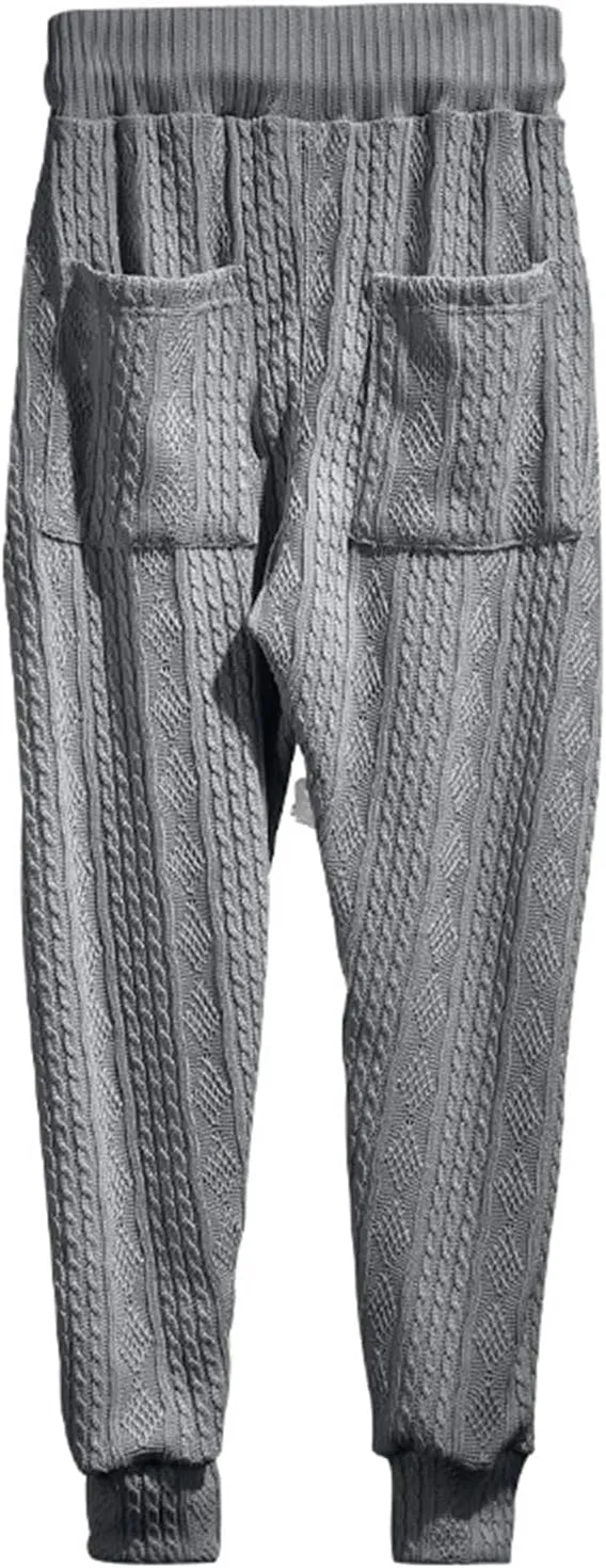 Men's Chino Harem Pants Fit Casual Pull-On Cotton Sweatpants Solid Colors Drawstring Waists for Outdoor Everyday