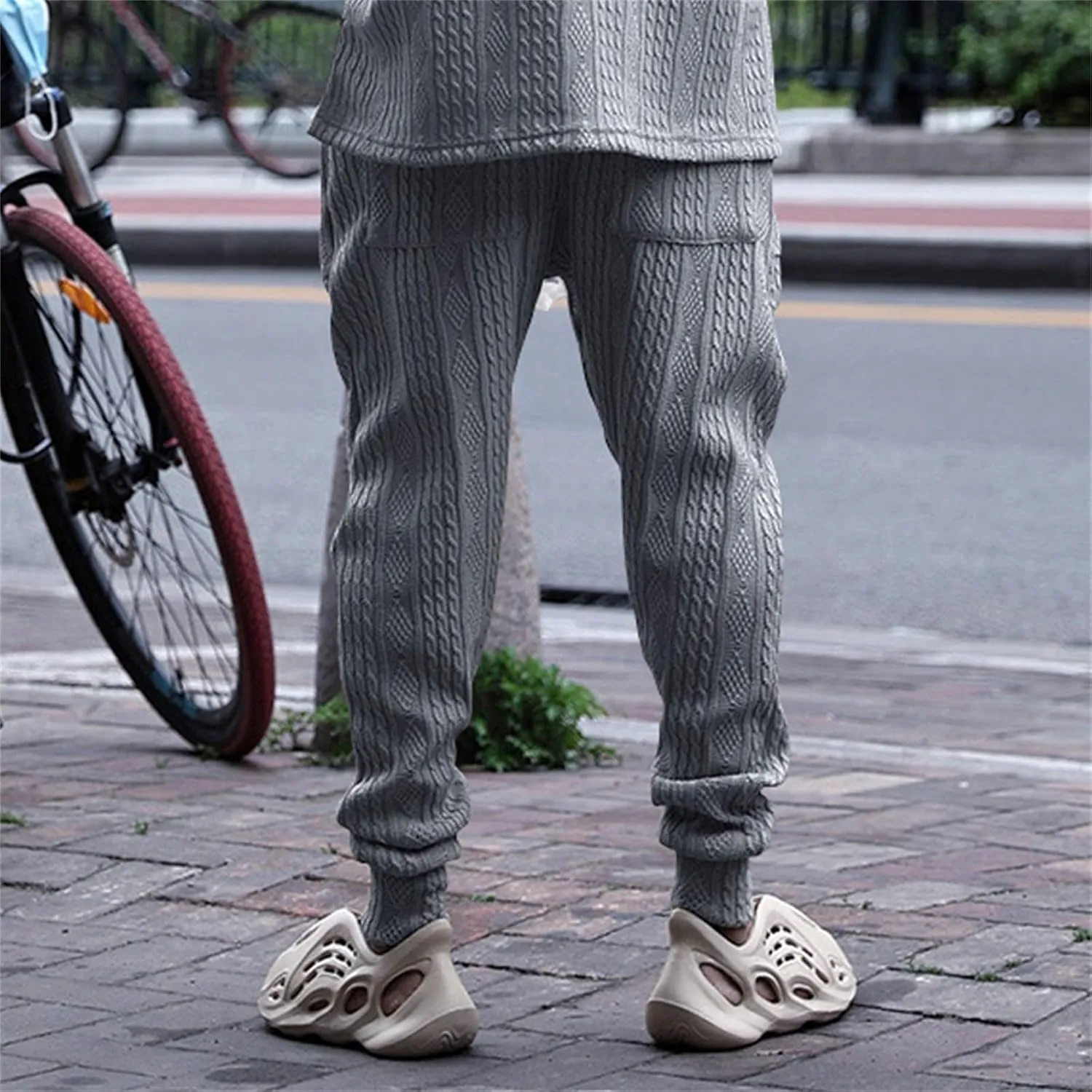 Men's Chino Harem Pants Fit Casual Pull-On Cotton Sweatpants Solid Colors Drawstring Waists for Outdoor Everyday