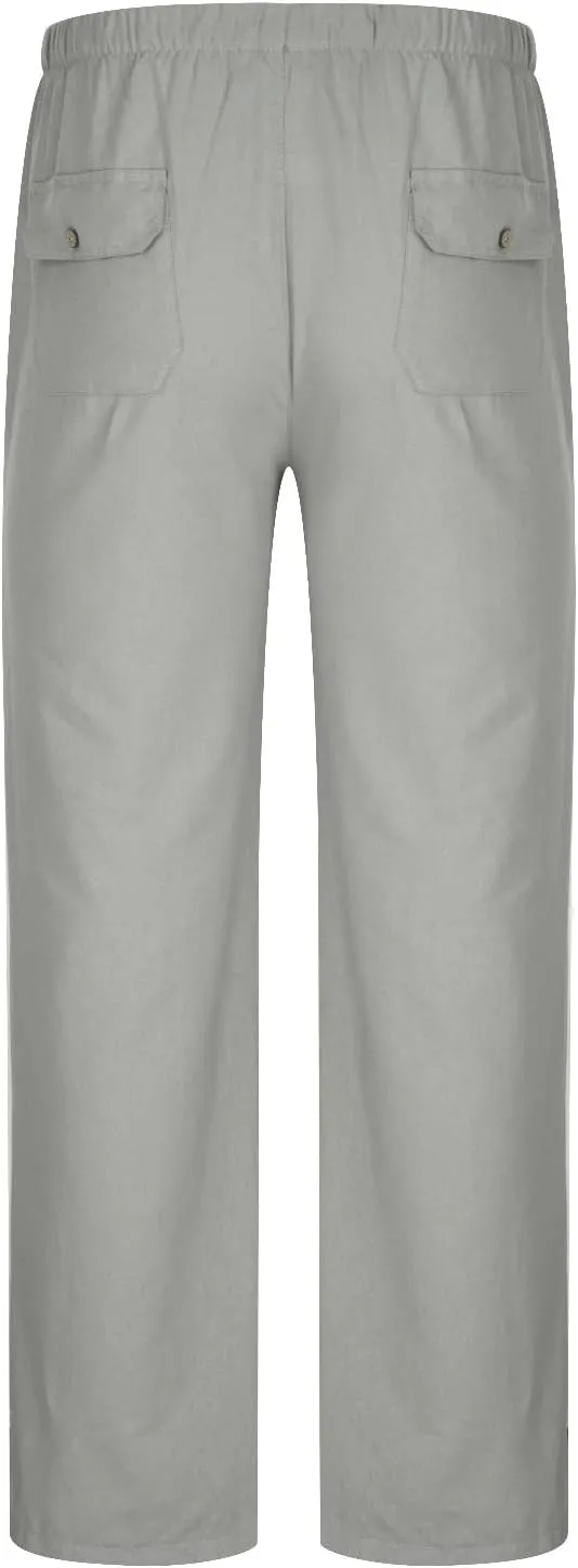 Mens Going Out Casual Pants Cotton Linen Blend Trousers Elastic Drawstring Waist Work Pant Solid New Comfy Clothing