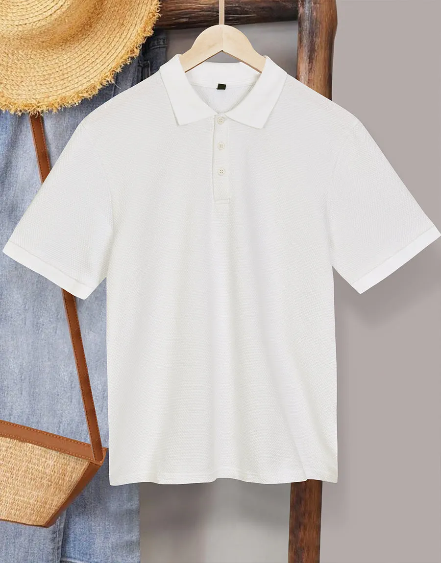 Men's Half Sleeve Polo Shirt - WHITE