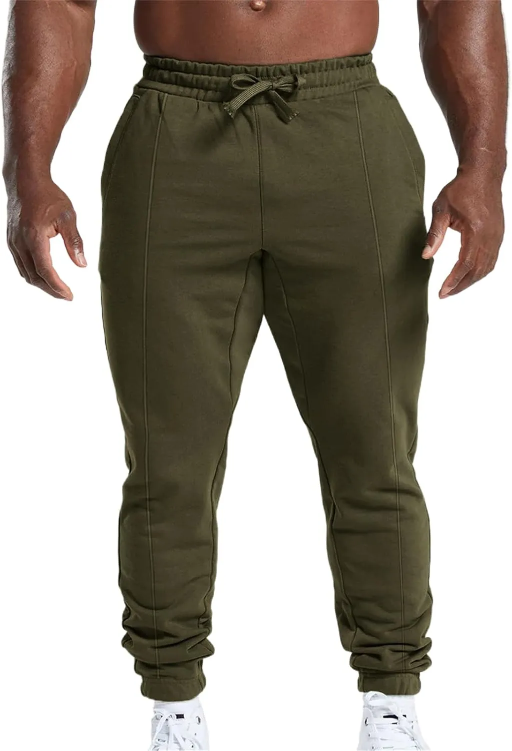 Men's High Waist Fleece Joggers Sweatpants Drawstring Track Pants with Pockets for Yoga Workout Running Lounge Wear